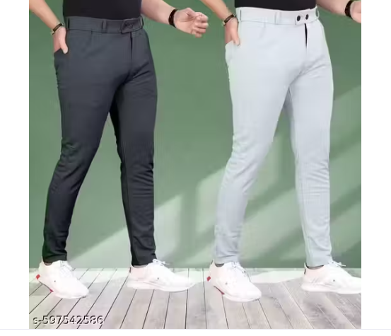 Lycra Men's Trouser Combo II Men's Regular Casual Pants Combo II Men's Regular Fit Casual Trouser (Pack of 2)
