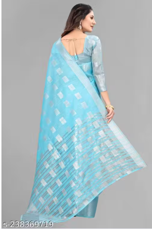 Arani Pattu Cotton Linen Silk Saree with Blouse Piece (Baby Pink & Silver_(MS)