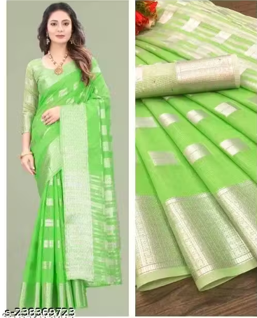 Arani Pattu Cotton Linen Silk Saree with Blouse Piece (Baby Pink & Silver_(MS)