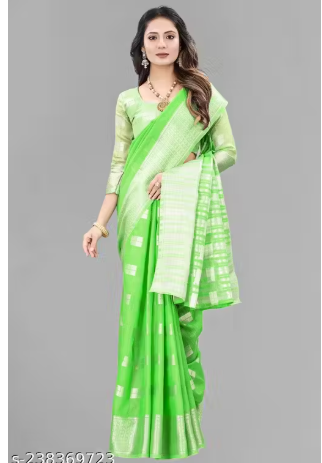 Arani Pattu Cotton Linen Silk Saree with Blouse Piece (Baby Pink & Silver_(MS)