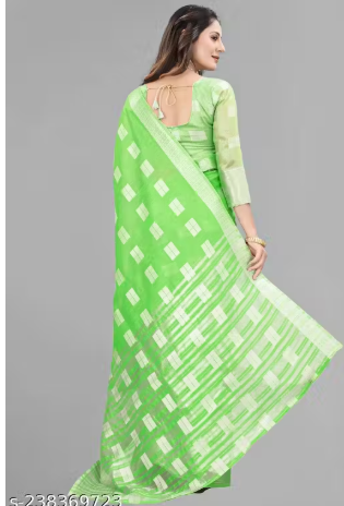 Arani Pattu Cotton Linen Silk Saree with Blouse Piece (Baby Pink & Silver_(MS)