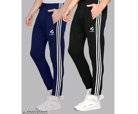 Diwazzo Pack of 2 Men's Cotton Track Pants with Contrast Stripes